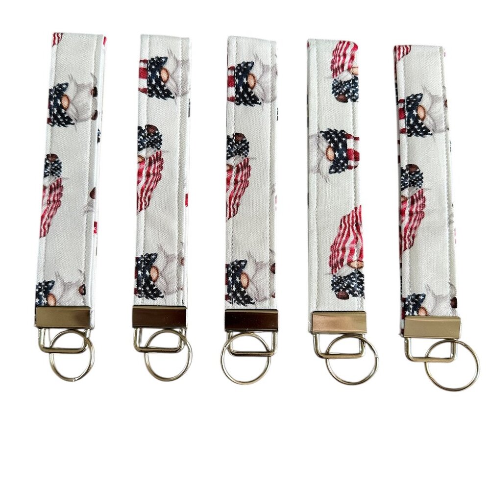 Keychain Wristlet Style Fob Patriotic Gnomes Theme Handmade Brand New